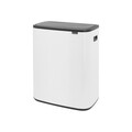 Cos de gunoi cu soft touch, Brabantia, Bo Touch, 2x30 L, 31.2x54.5x65.6 cm, otel, alb