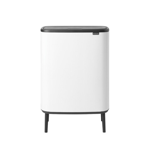 Cos de gunoi cu soft touch, Brabantia, Bo Touch, 2x30 L, 31.2x54.5x81.5 cm, otel, alb