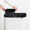Cos de gunoi cu soft touch, Brabantia, Bo Touch, 2x30 L, 31.2x54.5x81.5 cm, otel, alb
