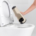 Perie de toaleta cu suport, Brabantia, ReNew, 12x12x42 cm, otel, bej