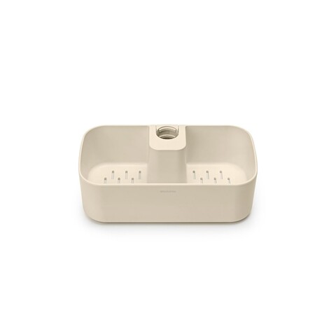 Suport baie cu montaj pe bara de dus, Brabantia, Caddy Soft Beige, 24.4x13.3x7.5 cm, polipropilena, bej