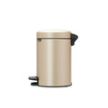 Cos de gunoi cu pedala, Brabantia, NewIcon Metallic Gold, 3 L, 23.5x16.8x26.4 cm, otel, auriu