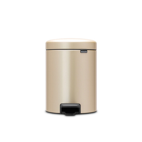 Cos de gunoi cu pedala, Brabantia, NewIcon Metallic Gold, 5 L, 27.2x20.5x29.1 cm, otel, auriu