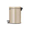 Cos de gunoi cu pedala, Brabantia, NewIcon Metallic Gold, 5 L, 27.2x20.5x29.1 cm, otel, auriu