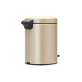 Cos de gunoi cu pedala, Brabantia, NewIcon Metallic Gold, 5 L, 27.2x20.5x29.1 cm, otel, auriu