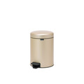 Cos de gunoi cu pedala, Brabantia, NewIcon Metallic Gold, 5 L, 27.2x20.5x29.1 cm, otel, auriu