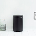 Cos de gunoi cu pedala, Brabantia, NewIcon, 20 L, 38x29x46.7 cm, otel, negru mat