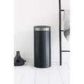 Cos de gunoi cu soft touch, Brabantia, Touch New, 30 L, 32x29.5x72 cm, otel, negru mat/argintiu