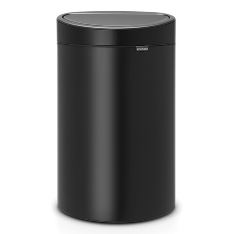 Cos de gunoi cu soft touch, Brabantia, Touch New, 40 L, 30.2x43.5x72.7 cm, otel, negru mat
