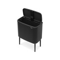 Cos de gunoi cu soft touch, Brabantia, Bo Touch Matt, 36 L, 31.2x54x68 cm, otel, negru mat