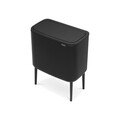 Cos de gunoi cu soft touch, Brabantia, Bo Touch Matt, 3x11 L, 31.2x54x68 cm, otel, negru mat