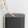 Cos de gunoi cu soft touch, Brabantia, Bo Touch Matt, 2x30 L, 31.2x54.5x65.6 cm, otel, negru mat