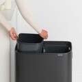 Cos de gunoi cu soft touch, Brabantia, Bo Touch Matt, 2x30 L, 31.2x54.5x65.6 cm, otel, negru mat