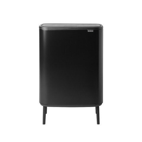 Cos de gunoi cu soft touch, Brabantia, Bo Touch Matt, 60 L, 31.2x54.5x81.5 cm, otel, negru mat