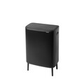 Cos de gunoi cu soft touch, Brabantia, Bo Touch Matt, 2x30 L, 31.2x54.5x81.5 cm, otel, negru mat