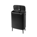 Cos de gunoi cu soft touch, Brabantia, Bo Touch Matt, 2x30 L, 31.2x54.5x81.5 cm, otel, negru mat