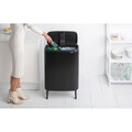 Cos de gunoi cu soft touch, Brabantia, Bo Touch Matt, 2x30 L, 31.2x54.5x81.5 cm, otel, negru mat