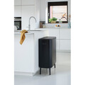 Cos de gunoi cu soft touch, Brabantia, Bo Touch Matt, 2x30 L, 31.2x54.5x81.5 cm, otel, negru mat