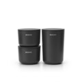 Set 3 recipiente de baie, Brabantia, Dark Grey, polipropilena, gri inchis