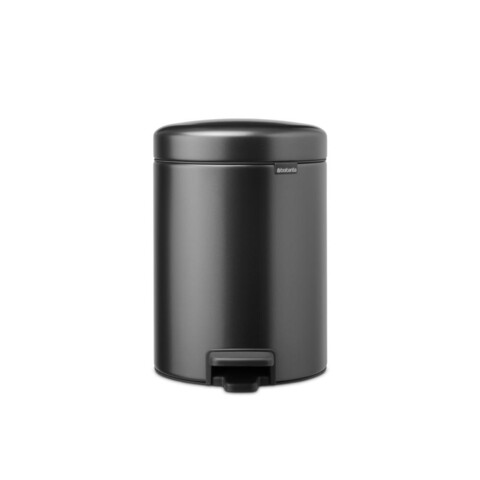 Cos de gunoi cu pedala, Brabantia, NewIcon, 5 L, 27.2x20.5x29.1 cm, otel, gri inchis