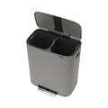 Cos de gunoi cu pedala, Brabantia, Bo Pedal, 2x30 L, 36.3x54.1x65.2 cm, otel, gri