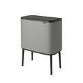 Cos de gunoi cu soft touch, Brabantia, Bo Touch Mineral, 3x11 L, 31.2x54x68 cm, otel, gri