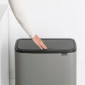 Cos de gunoi cu soft touch, Brabantia, Bo Touch Mineral, 3x11 L, 31.2x54x68 cm, otel, gri