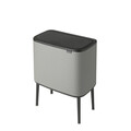 Cos de gunoi cu soft touch, Brabantia, Bo Touch Mineral, 11+23 L, 31.2x54x68 cm, otel, gri