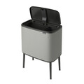 Cos de gunoi cu soft touch, Brabantia, Bo Touch Mineral, 11+23 L, 31.2x54x68 cm, otel, gri