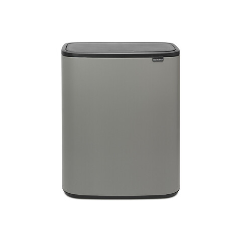 Cos de gunoi cu soft touch, Brabantia, Bo Touch Mineral, 2x30 L, 31.2x54.5x65.6 cm, otel, gri