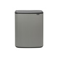 Cos de gunoi cu soft touch, Brabantia, Bo Touch Mineral, 2x30 L, 31.2x54.5x65.6 cm, otel, gri