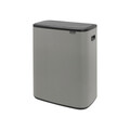Cos de gunoi cu soft touch, Brabantia, Bo Touch Mineral, 2x30 L, 31.2x54.5x65.6 cm, otel, gri