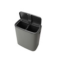 Cos de gunoi cu soft touch, Brabantia, Bo Touch Mineral, 2x30 L, 31.2x54.5x65.6 cm, otel, gri