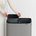 Cos de gunoi cu soft touch, Brabantia, Bo Touch Mineral, 2x30 L, 31.2x54.5x65.6 cm, otel, gri
