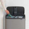 Cos de gunoi cu soft touch, Brabantia, Bo Touch Mineral, 2x30 L, 31.2x54.5x65.6 cm, otel, gri