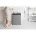 Cos de gunoi cu soft touch, Brabantia, Bo Touch Mineral, 2x30 L, 31.2x54.5x65.6 cm, otel, gri
