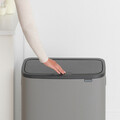 Cos de gunoi cu soft touch, Brabantia, Bo Touch Mineral, 2x30 L, 31.2x54.5x65.6 cm, otel, gri