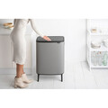 Cos de gunoi cu soft touch, Brabantia, Bo Touch Mineral, 60 L, 31.2x54.5x81.5 cm, otel, gri