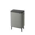 Cos de gunoi cu soft touch, Brabantia, Bo Touch Mineral, 2x30 L, 31.2x54.5x81.5 cm, otel, gri