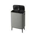 Cos de gunoi cu soft touch, Brabantia, Bo Touch Mineral, 2x30 L, 31.2x54.5x81.5 cm, otel, gri
