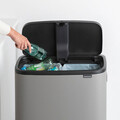 Cos de gunoi cu soft touch, Brabantia, Bo Touch Mineral, 2x30 L, 31.2x54.5x81.5 cm, otel, gri