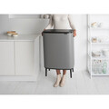 Cos de gunoi cu soft touch, Brabantia, Bo Touch Mineral, 2x30 L, 31.2x54.5x81.5 cm, otel, gri