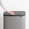 Cos de gunoi cu soft touch, Brabantia, Bo Touch Mineral, 2x30 L, 31.2x54.5x81.5 cm, otel, gri