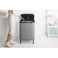 Cos de gunoi cu soft touch, Brabantia, Bo Touch Mineral, 2x30 L, 31.2x54.5x81.5 cm, otel, gri