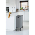 Cos de gunoi cu soft touch, Brabantia, Bo Touch Mineral, 2x30 L, 31.2x54.5x81.5 cm, otel, gri