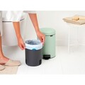 Cos de gunoi cu pedala, Brabantia, NewIcon Jade Green, 5 L, 27.2x20.5x29.1 cm, otel, verde jad