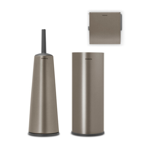 Set accesorii pentru baie 3 piese, Brabantia, Balance Platinum, otel, gri inchis