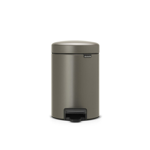 Cos de gunoi cu pedala, Brabantia, NewIcon Platinum, 3 L, 23.5x16.8x26.4 cm, otel, gri inchis