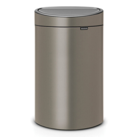 Cos de gunoi cu soft touch, Brabantia, Touch New Platinum, 40 L, 30.2x43.5x72.7 cm, otel, gri inchis