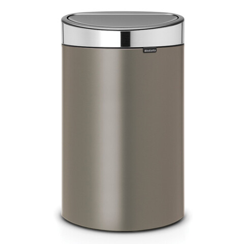 Cos de gunoi cu soft touch, Brabantia, Touch New Platinum, 40 L, 30.2x43.5x72.7 cm, otel, gri inchis